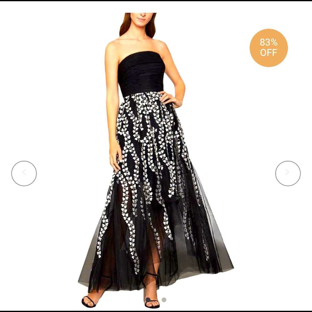 METALLIC OFF-THE-SHOULDER EVENING DRESS